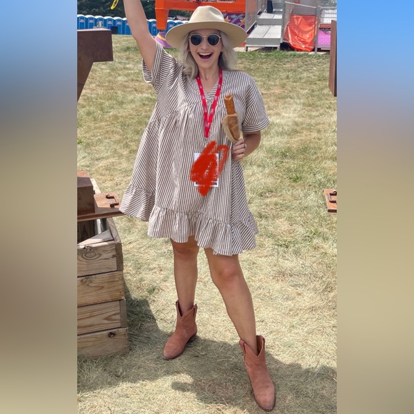 Striped cotton baby doll dress - Picture 2 of 5